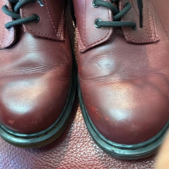 Women's Size 7 DR. MARTENS Red Leather Lace Up Side Zip 1460Y Combat Boots EUC - Picture 8 of 10